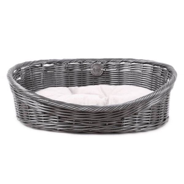 D&D Lit rustique pour chiens avec coussin XS Rotin Gris