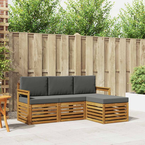 vidaXL Ensemble de canap&eacute;s d'ext&eacute;rieur 4 pcs Naturel et Anthracite