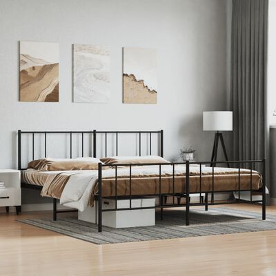 vidaXL Cadre de lit métal sans matelas avec pied de lit noir 193x203cm