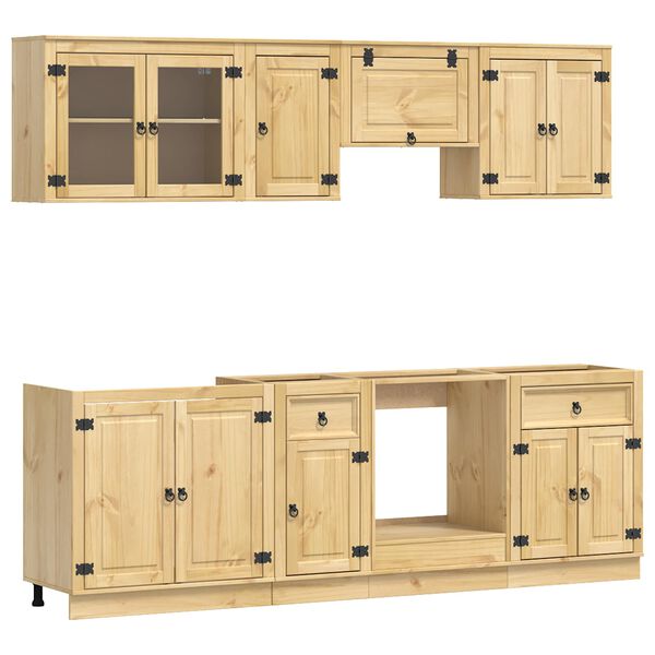 vidaXL Armoire avec tiroir SKI 8 pcs Brun Miel Bois de pin massif
