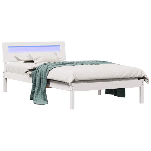 vidaXL Cadre de lit avec t&ecirc;te de lit Blanc 75 x 190 cm Pin massif