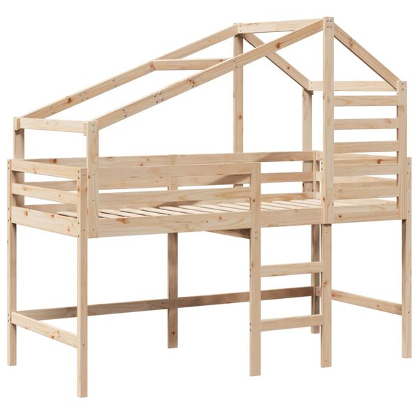 vidaXL Lit superpos&eacute; avec &eacute;chelle et toit sans matelas 90x190 cm