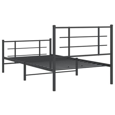 vidaXL Cadre de lit métal sans matelas et pied de lit noir 100x200 cm