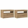vidaXL Meubles TV avec lumi&egrave;res LED 2 pcs ch&ecirc;ne artisanal