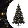 vidaXL Sapin de No&euml;l artificiel pr&eacute;-&eacute;clair&eacute; Noir 180 cm PVC