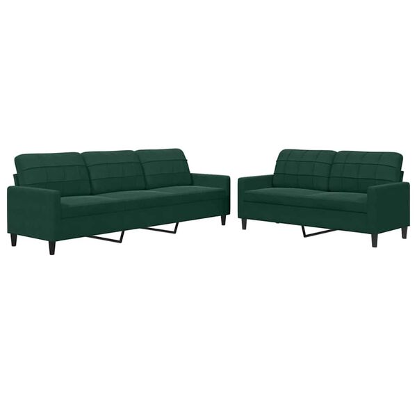 vidaXL Ensemble de canap&eacute;s 2 pcs avec coussins Vert fonc&eacute; Velours