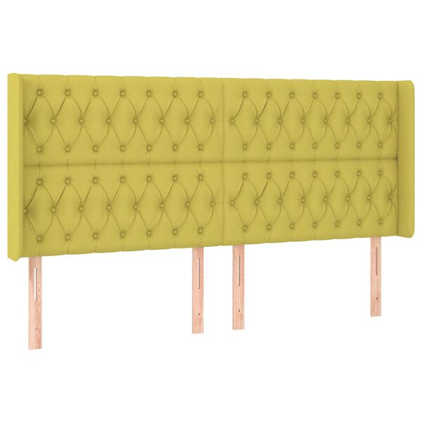 vidaXL T&ecirc;te de lit &agrave; LED Vert 183x16x118/128 cm Tissu
