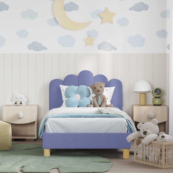 vidaXL Cadre de lit pour enfants avec t&ecirc;te de lit Bleu denim tissu