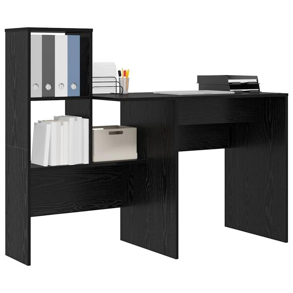 vidaXL Bureau Ch&ecirc;ne noir 131,5 x 50 x 106,5 cm Bois d'ing&eacute;nierie