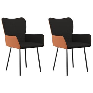 vidaXL Chaises &agrave; manger lot de 2 noir tissu et similicuir