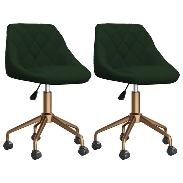 vidaXL Chaises pivotantes &agrave; manger lot de 2 vert fonc&eacute; velours