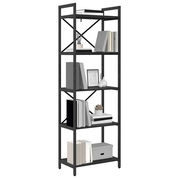 vidaXL &Eacute;tag&egrave;re Ch&ecirc;ne noir 56 x 34 x 171 cm Bois d'ing&eacute;nierie
