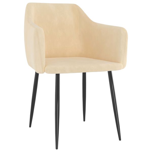 vidaXL Chaises &agrave; manger lot de 2 Cr&egrave;me Velours