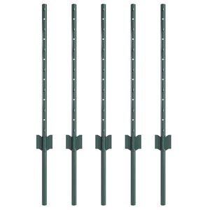 vidaXL Poteau de cl&ocirc;ture ench&acirc;ss&eacute; 5 pi&egrave;ces Vert 100 cm
