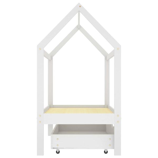vidaXL Cadre de lit d'enfant avec un tiroir Blanc Pin massif 70x140 cm