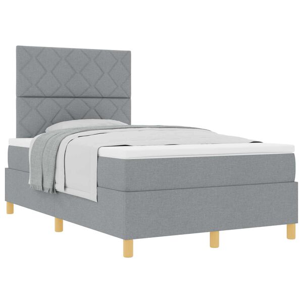 vidaXL Lit &agrave; ressorts avec matelas Gris clair 120 x 200 cm tissu