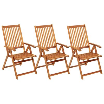 vidaXL Chaises pliables de jardin lot de 3 avec coussins Bois d'acacia