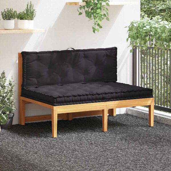 vidaXL Coussins de plancher de palette lot de 2 Coton Noir