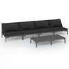 vidaXL Salon de jardin 5 pcs avec coussins R&eacute;sine tress&eacute;e Gris fonc&eacute;