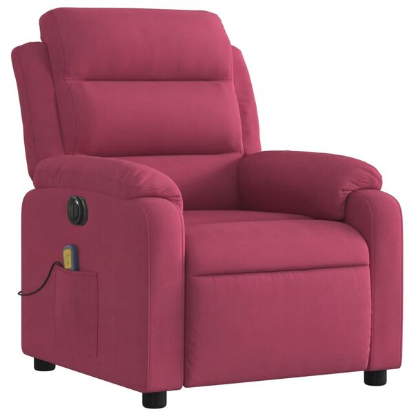 vidaXL Fauteuil inclinable massage &eacute;lectrique rouge bordeaux velours