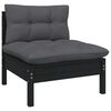 vidaXL Salon de jardin 4 pcs avec coussins Noir Bois de pin