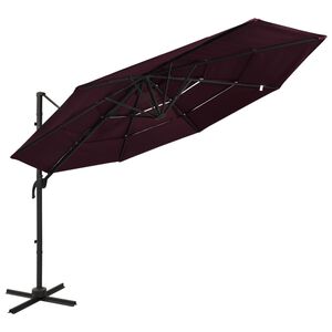 vidaXL Parasol de jardin &agrave; 4 niveaux m&acirc;t en aluminium rouge bordeaux