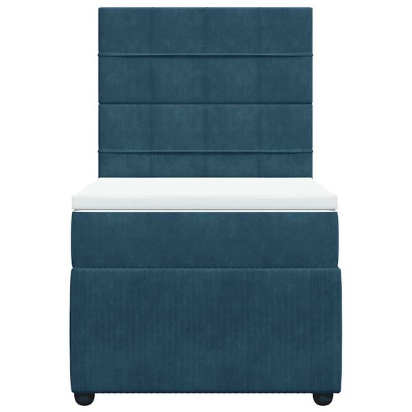 vidaXL Sommier &agrave; lattes de lit et matelas Bleu fonc&eacute; 80x200 cm Velours