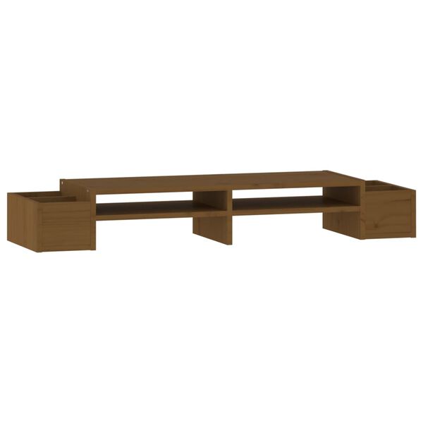 vidaXL Support de moniteur Marron miel 100x27,5x15 cm Bois pin solide