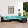 vidaXL Salon de jardin 6 pcs avec coussins R&eacute;sine tress&eacute;e Noir