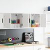 vidaXL Armoires murales de garage 2 pcs blanc bois d'ing&eacute;nierie