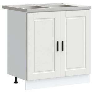 vidaXL Meuble sous &eacute;vier Porto 2 pcs Blanc Bois d'ing&eacute;nierie