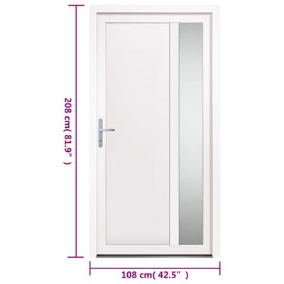 vidaXL Porte d'entrée Blanc 108x208 cm PVC