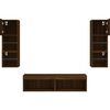 vidaXL Unit&eacute;s murales TV avec LED 6 pcs ch&ecirc;ne marron bois d'ing&eacute;nierie