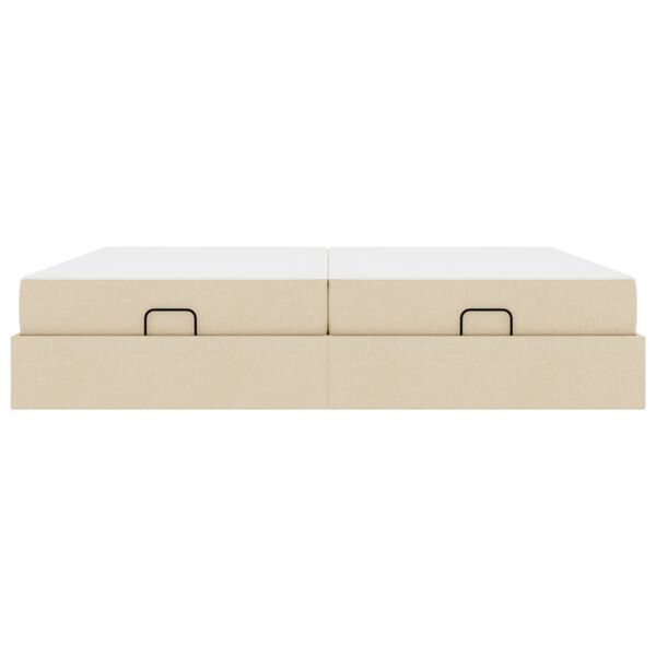 vidaXL Cadre de lit avec matelas avec matelas 2 pcs Cr&egrave;me tissu