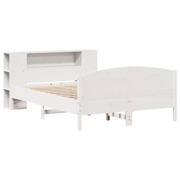 vidaXL Lit biblioth&egrave;que sans matelas blanc 135x190 cm bois pin massif