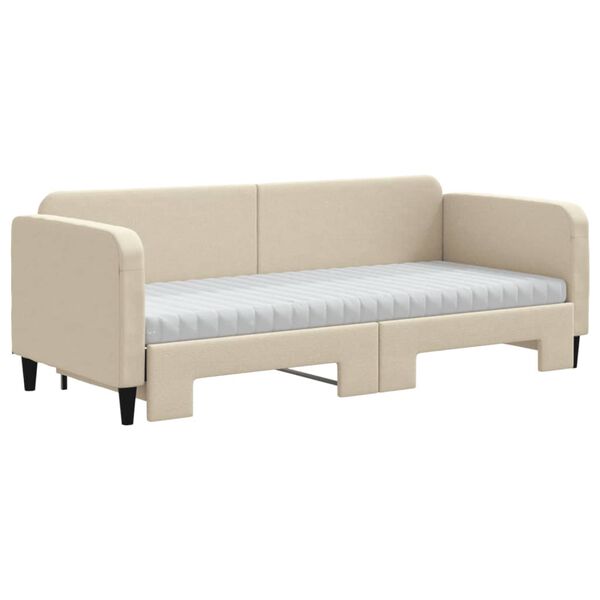 vidaXL Lit de jour avec gigogne et matelas cr&egrave;me 80x200 cm tissu