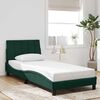 vidaXL Cadre de lit avec LED sans matelas Hanko vert fonc&eacute; 90x200 cm velours