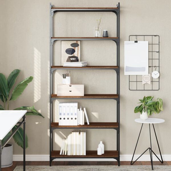 vidaXL Biblioth&egrave;que 6 niveaux ch&ecirc;ne marron 80x30x188cm bois ing&eacute;nierie