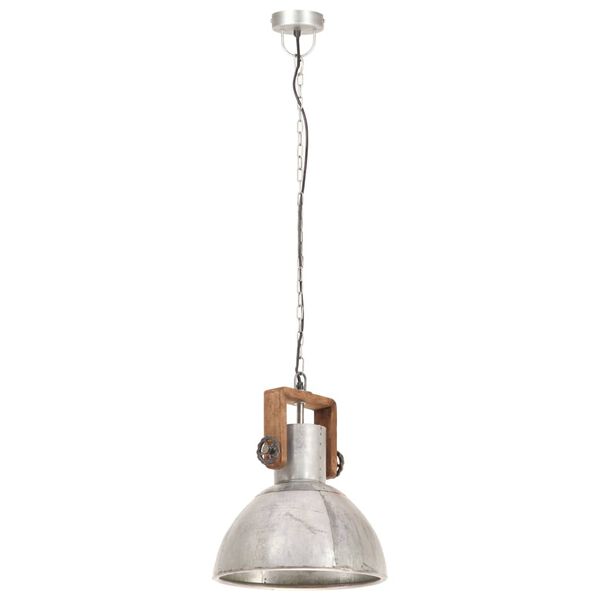 vidaXL Lampe suspendue industrielle 25 W Argent&eacute; Rond 30 cm E27