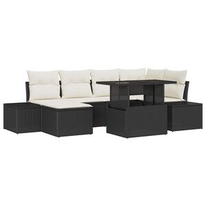 vidaXL Ensemble de canap&eacute; de jardin 7 pc Noir et Cr&egrave;me polyrotin
