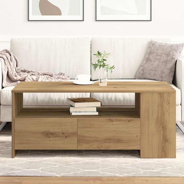 vidaXL Table basse avec tiroir Ch&ecirc;ne artisanal 102 x 55 x 43,5 cm