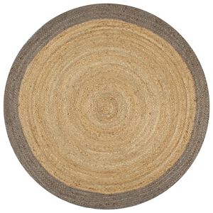 vidaXL Tapis fait &agrave; la main Jute avec bord gris 90 cm