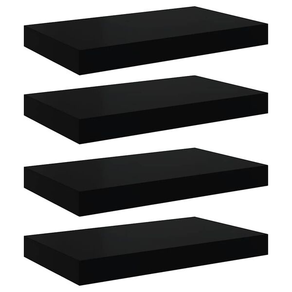 vidaXL Étagère murale flottante 4 pcs Noir brillant 40x23x3,8 cm MDF