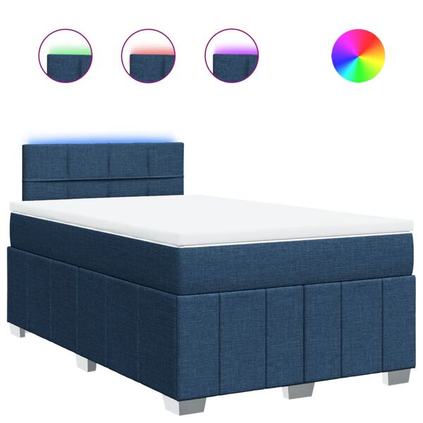 vidaXL Sommier &agrave; lattes de lit avec matelas bleu 120x190 cm tissu