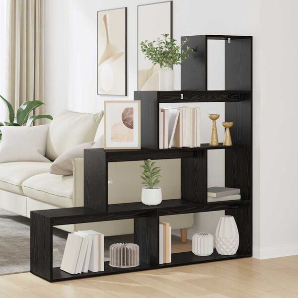 vidaXL Cloison Biblioth&egrave;que Ch&ecirc;ne noir 143,5 x 29 x 143,5 cm