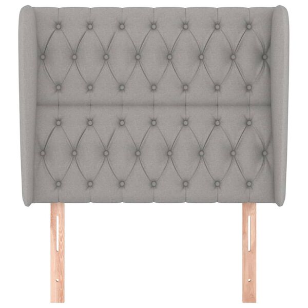 vidaXL T&ecirc;te de lit avec oreilles Gris clair 103x23x118/128 cm Tissu