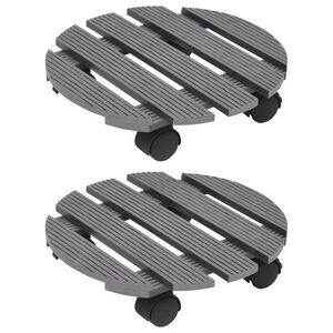 vidaXL Chariots &agrave; plantes 2 pcs Gris &Oslash;30x7,5 cm WPC