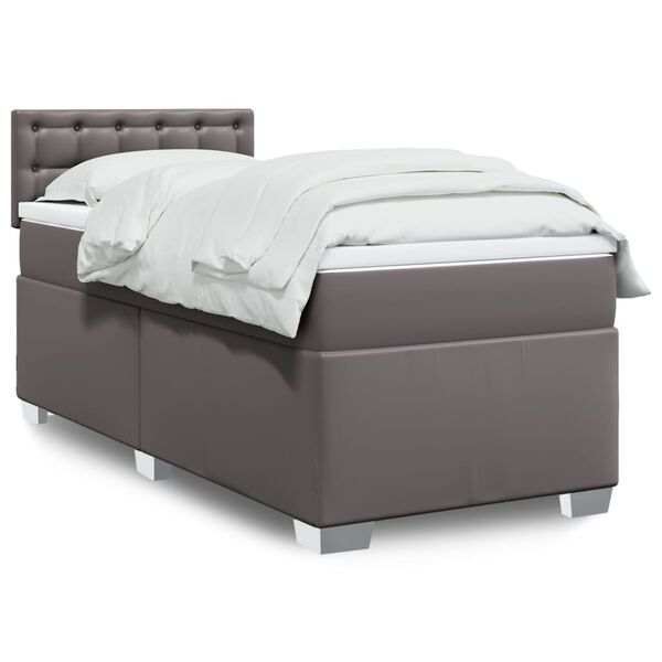 vidaXL Sommier &agrave; lattes de lit avec matelas Gris 100x200 cm Similicuir