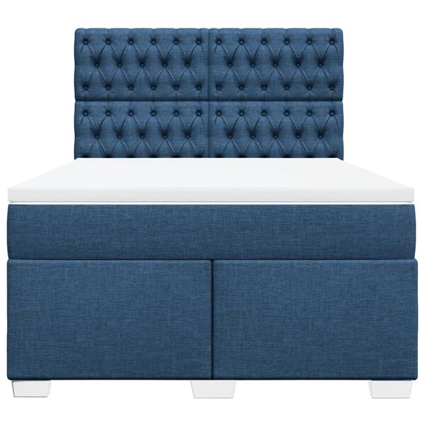 vidaXL Sommier &agrave; lattes de lit avec matelas Bleu 140x200 cm Tissu