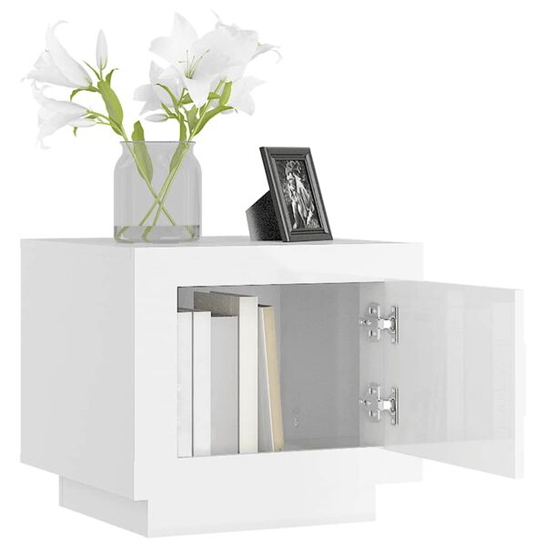 vidaXL Table basse blanc brillant 51x50x45 cm bois d'ing&eacute;nierie
